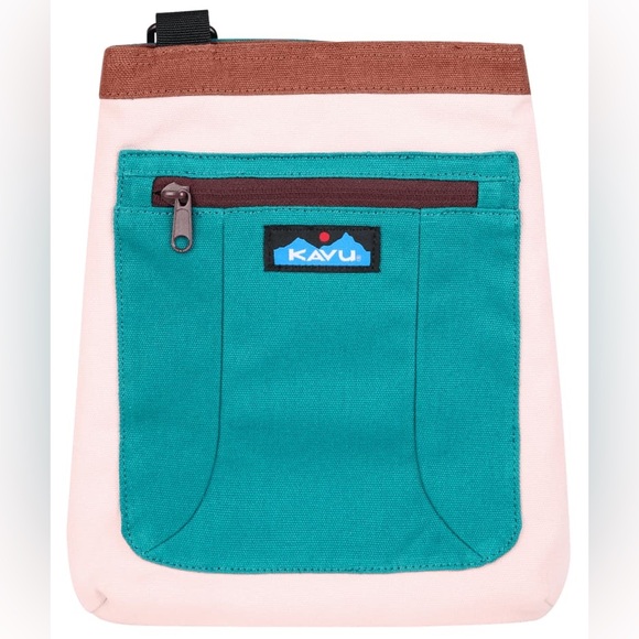 KAVU Keepalong Countryside Teal, Khaki, & Brown Crossbody Purse Adjust. Strap - Picture 1 of 8